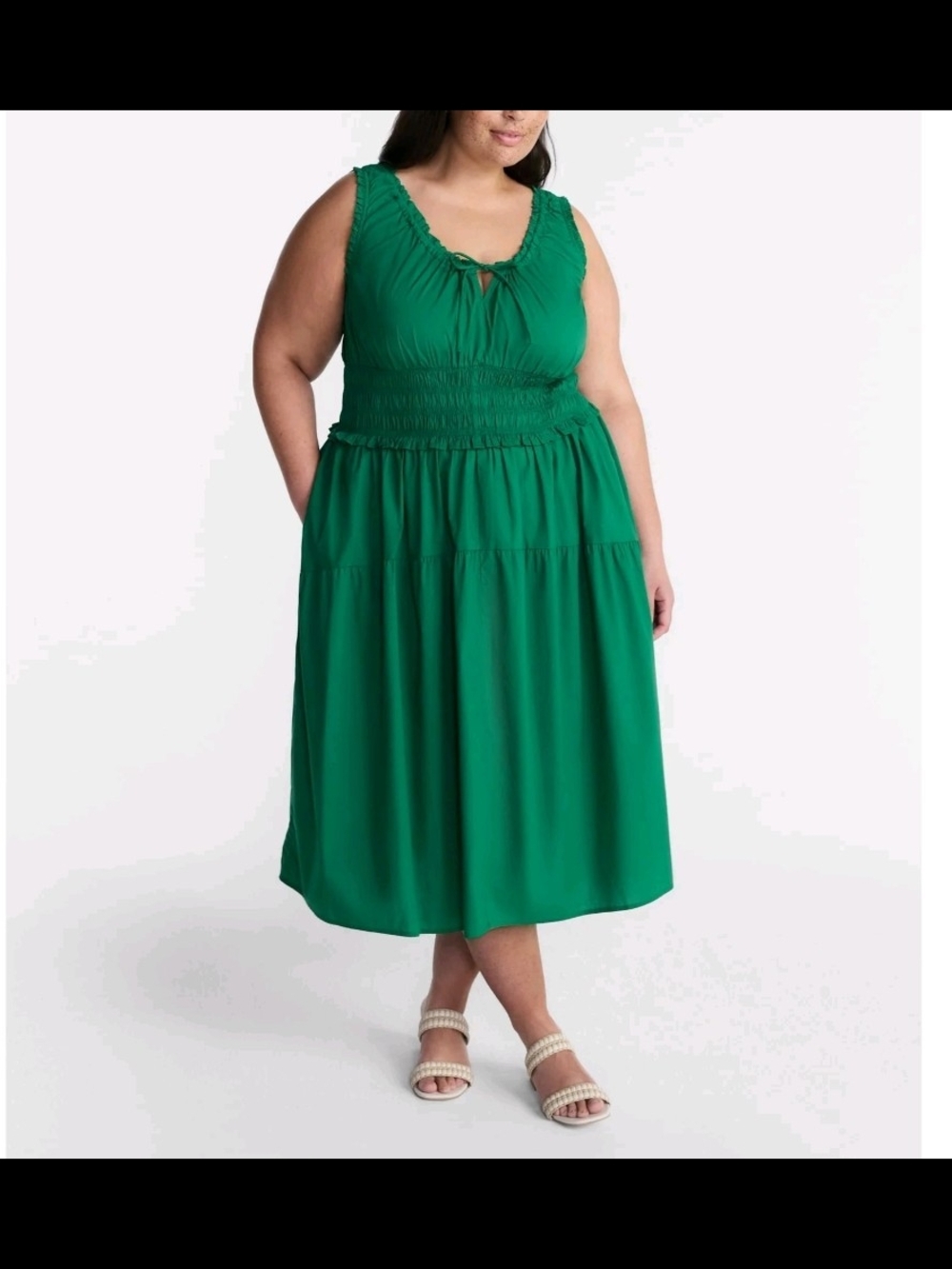 NWT Terra & Sky Green Smocked Plus Maxi Dress Sizes 3X 4X
